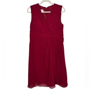 Azazie Burgundy Theron Dress Pleated Chiffon V-Neck A-Line Custom Size S/M